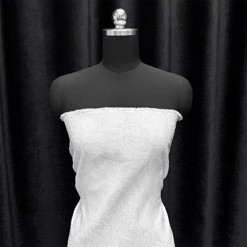 GCW-55005 Outline Rose Floral Jacquard Satin Fabric | 143cm